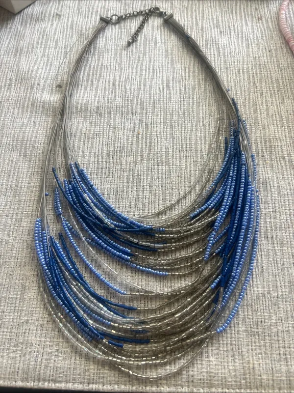 Vintage waterfall or multi-strand bib boho necklace - Image 2