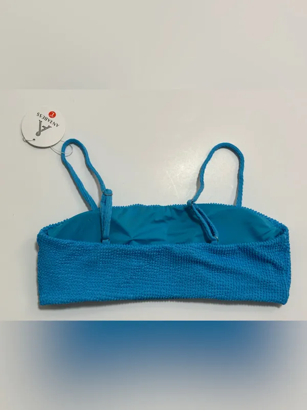 Anabess Blue Textured Bandeau Bikini Top - Blue - Image 2