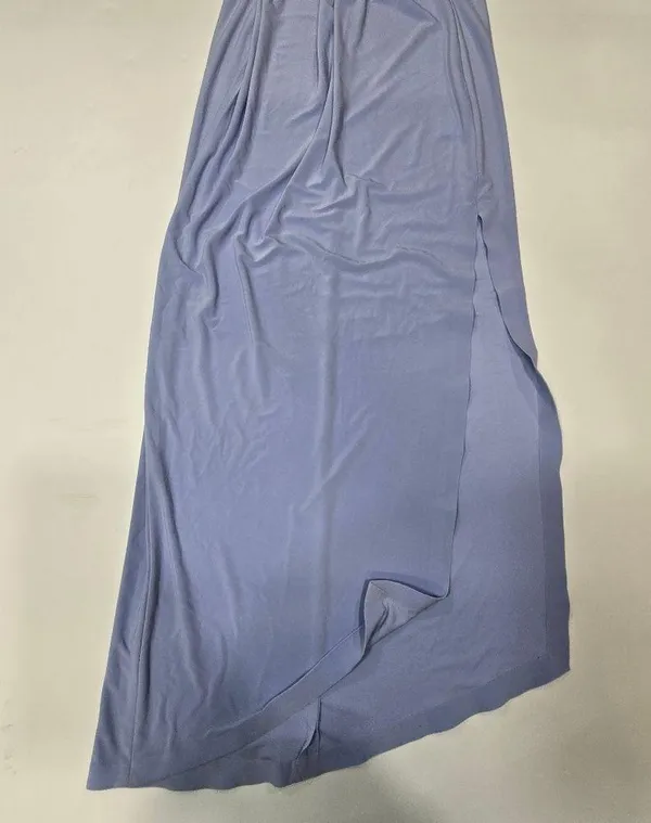 Norma Kamali x REVOLVE Halter Sweetheart Side Drape Gown in Celestial Blue - Image 4
