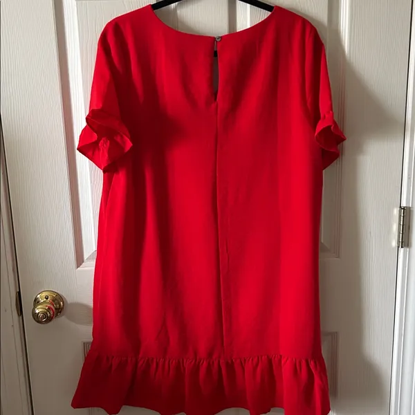 She + Sky Red V-Neck‎ Ruffle Sleeve Sisterhood Dress Sz L Autumn Wedding Guest - Image 5