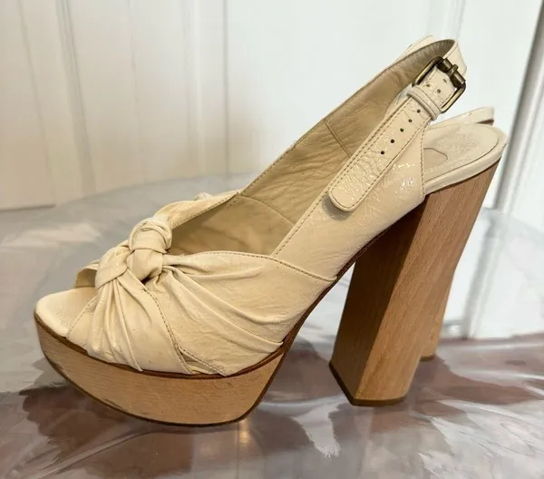 CHLOE Size US8 IT38 White Leather Chunky Heel Platform Sandals - Image 11