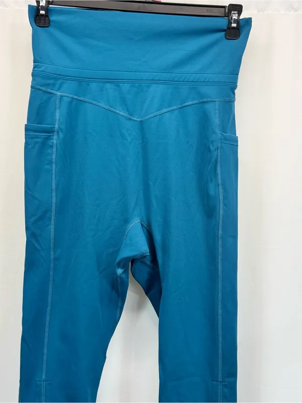 Free People Movement Class Act Cropped Legging L Blue Grass Running Workout Gym - Image 3