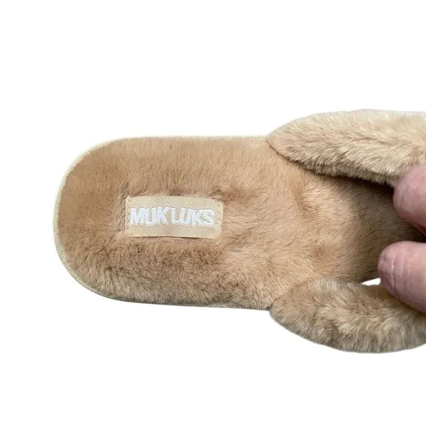 Muk Luks‎ Kirstey Platform Slide Slippers Women’s 7/8 Tan Fluffy Irish Cream NEW - Image 5