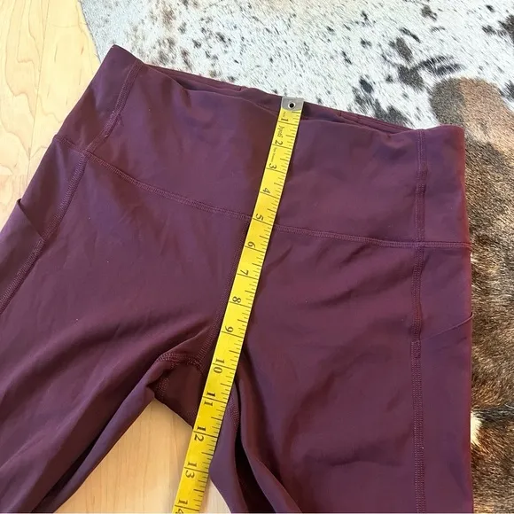 LULULEMON Burgundy Pace Rival‎ High-Rise Crop 22" Athletic Leggings Size 6 - Image 7