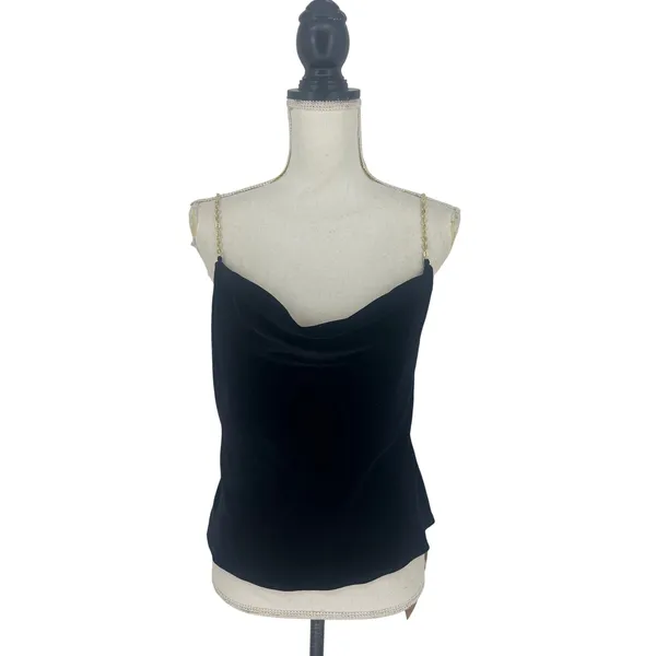 Reformation‎ Rori Velvet Cowl Neck Cami Top Black Size Small NWT - Image 2