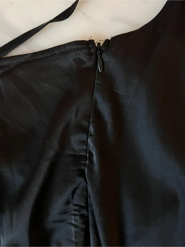 LYANER Black Satin Cowl Neck Slip Mini Dress Women’s Size M Adjustable Straps - Image 6