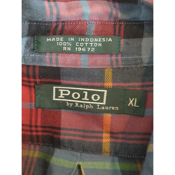 Polo By Ralph Lauren Blue & Red Plaid Button Up Shirt‎ Womens XL Preppy Prairie - Image 6