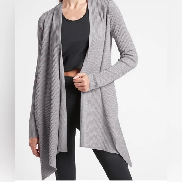 Athleta solstice gray merino wool wrap cardigan - Image 2
