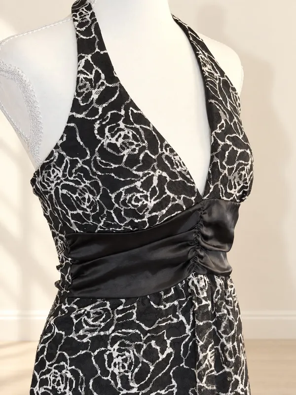 Taboo Y2K Floral Lace Halter Dress Small - Image 2