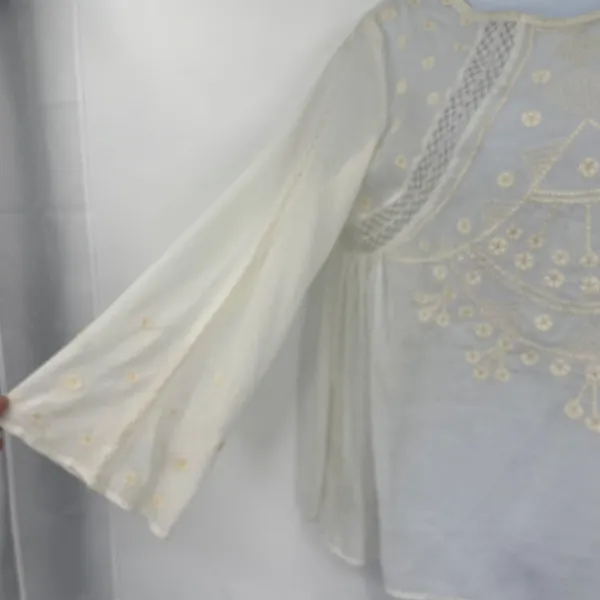 Versona Boho Sheer vTop Sz Large Embroidered Festival Lace Cottage Hippie Lace - Image 4