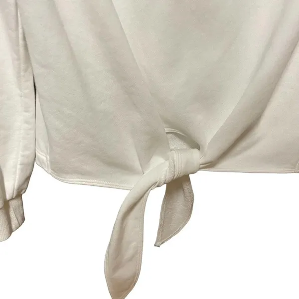 By the Way. Off the Shoulder Tie Front Sweatshirt‎ in White Size Small - Image 6