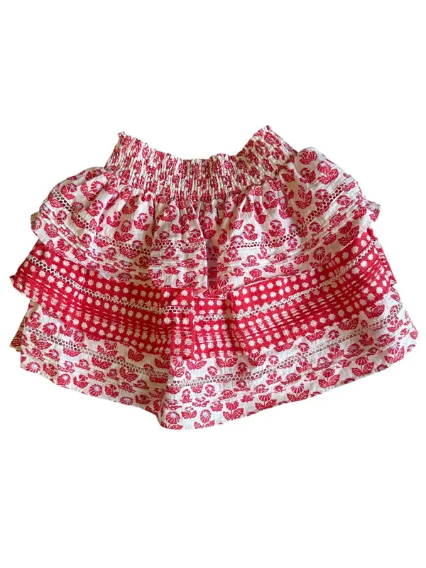 NWT Roller Rabbit for Target Red Floral Tiered Mini Skirt Smocked Eyelet Sz XS - Image 4
