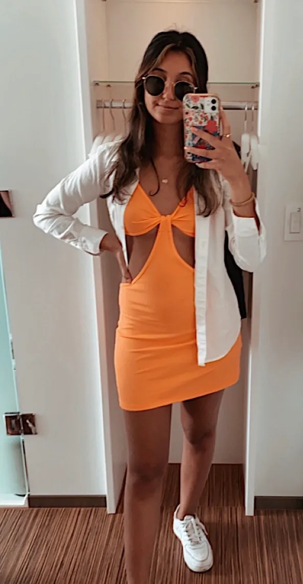 Cut Out Orange Dress - Image 3