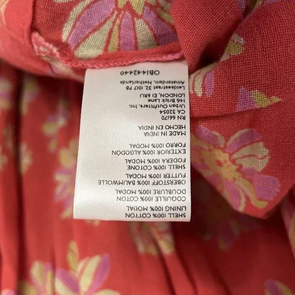 Free People Indigo Molly Floral Pink Printed Sleeveless Tunic Babydoll Top Sz M - Image 11