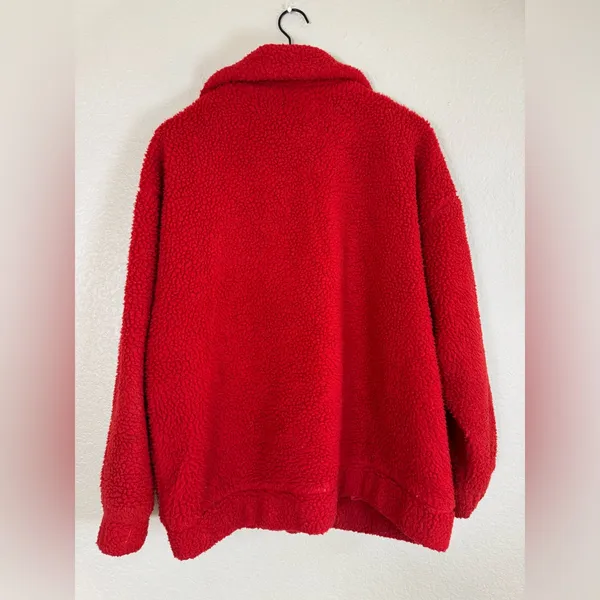 I. Am. Gia Pixie Oversized Teddy Coat Red size Medium Revolve $110 - Image 8