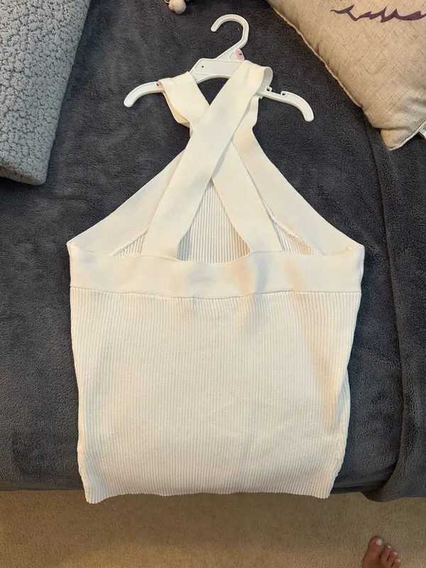 Skies Are Blue White Cross Back Tank - Image 2