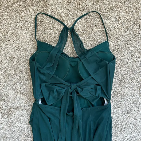 Azazie Pine Green Halter Gown - Image 7