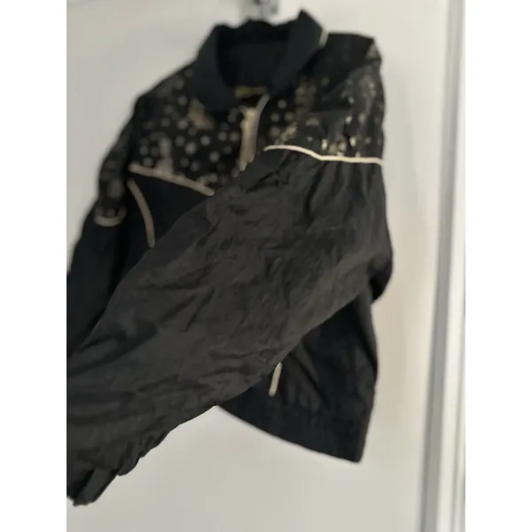 East West 80's Black & Gold Glitter Star Patterned Zip-Up Windbreaker Jacket - Image 7