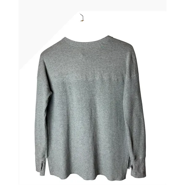 OFFLINE by Aerie Waffle Henley Shirt Women XS Gray Long Sleeve Athleisure - Image 3