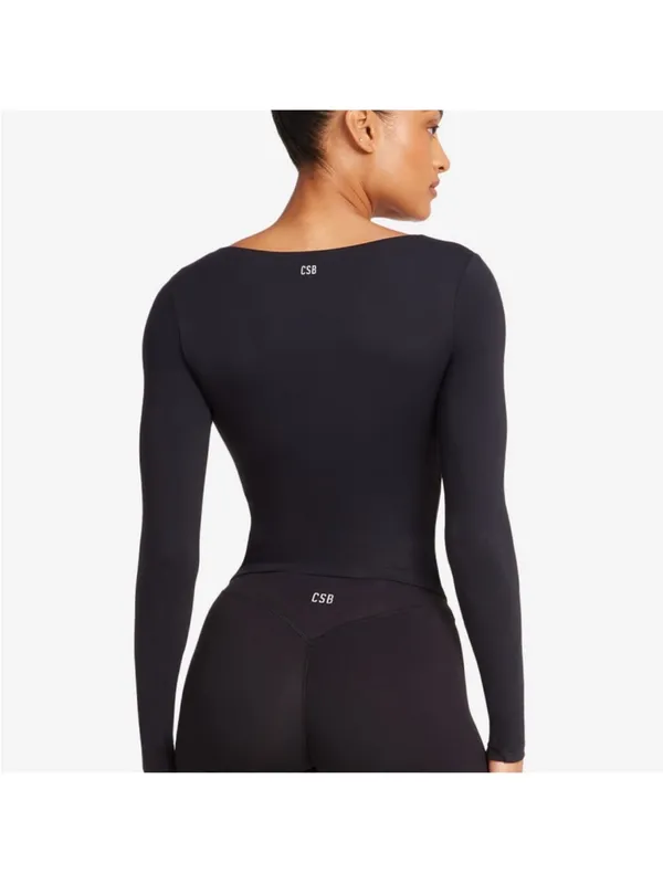 CSB Crop Shop Boutique Freedom Alina Gray Longsleeve V Neck Workout Top S $79 - Image 6