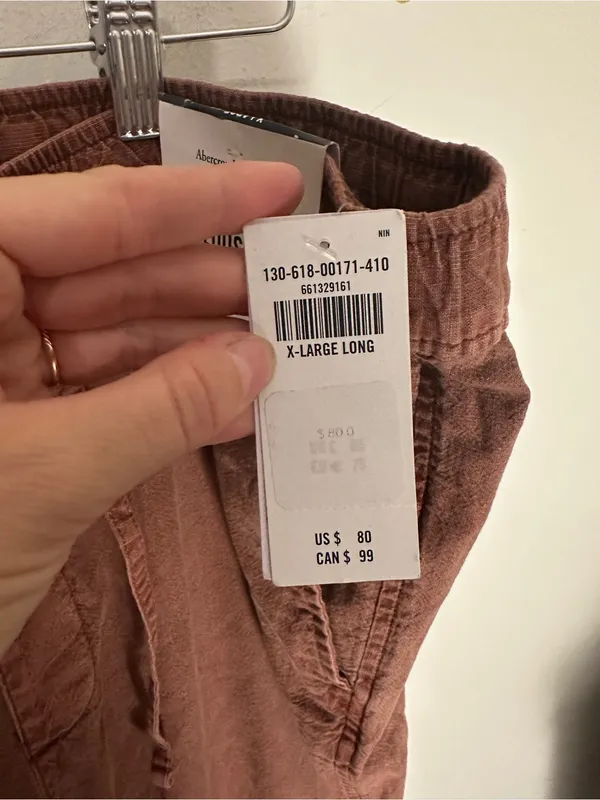 NWT Abercrombie and Fitch loose linen pants brown xl long - Image 4