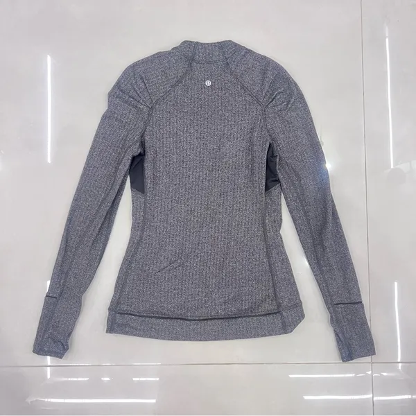 Lululemon Think Fast Long Sleeve Heathered Herringbone Heathered Black - Image 9