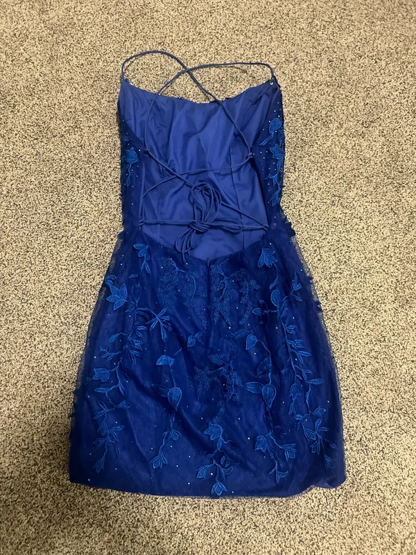 Royal Blue Lace Homecoming/Formal Dress - Image 2