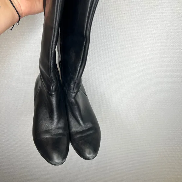 Lauren Ralph Lauren Susie Black Leather Knee High Buckle Boots Womens 7B 11424 - Image 2