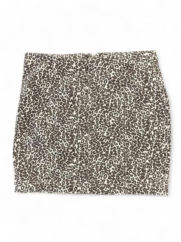 Free People Denim Leopard/Cheetah  Print Mini Skirt - Image 3