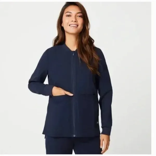 FIGS Navy Blue Technical Collection Bellery Scrub Jacket Zip Front Size XS - Image 10