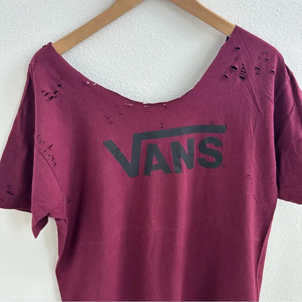 Vans Burgundy Off the Shoulder Tee - Image 2
