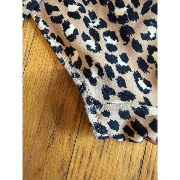 Aerie Swimsuit Womens Small Brown Leopard One Piece Belted Wrap Tie Waist Lined - Image 7