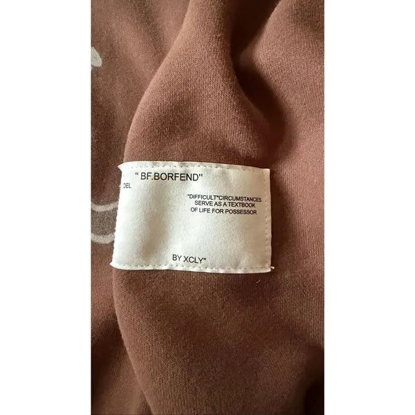 BORFEND Brown Graphic Hoodie Oversized Unisex Size M - Image 5