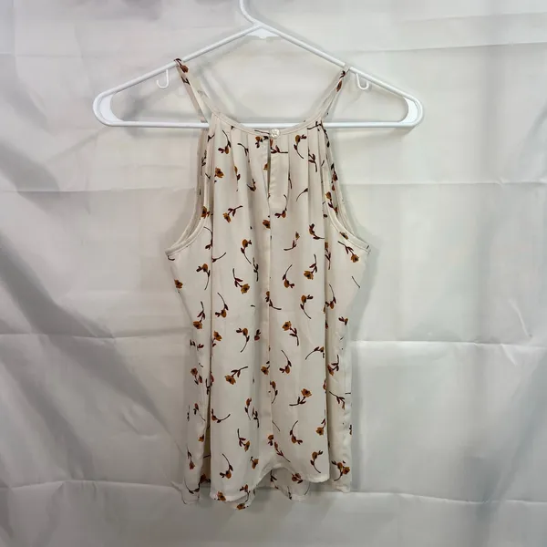 Mi‎ Ami Francesca's women's cream floral high neck loose relaxed tank blouse XS - Image 6