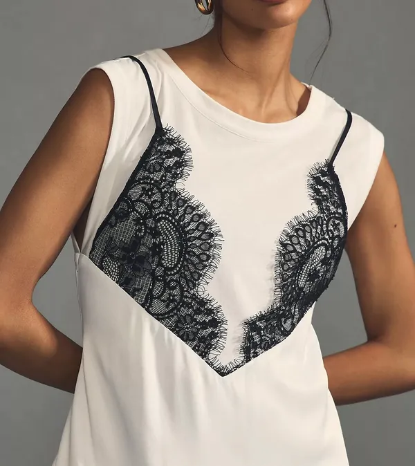 NWT $148 Woman’s Maeve Lace T-Shirt Slip Dress, Sz S - Image 4