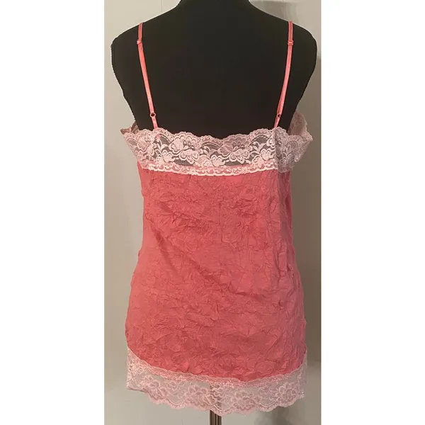Xhilaration Pink Lace Trim Crinkle Slip Cami Y2K Lingerie Top XL‎ Balletcore - Image 2