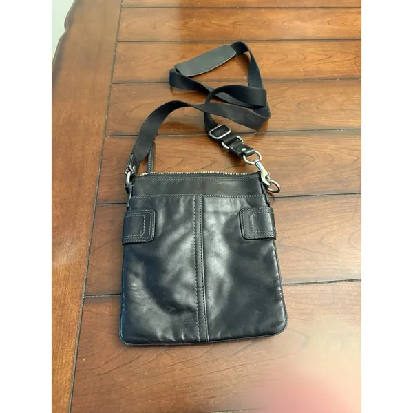 Coach Handbag Black‎ Leather Adjustable Shoulder Strap Authentic - Image 4