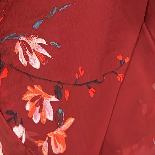 🌙 AVA & VIV Floral Print Sheer Sleeveless Button Blouse - Image 4