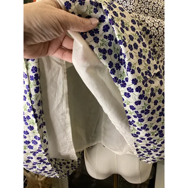Gap Womens Blue White Floral Tiered Midi Dress Empire Waist Pockets Medium - Image 7