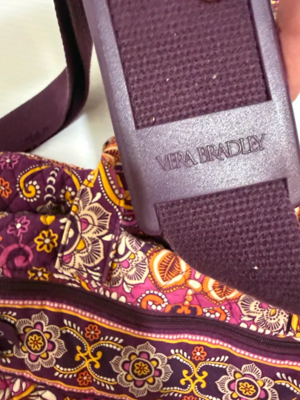 Vera Bradley Safari Sunset Paisley Design Medium Duffel Bag Purple Orange - Image 5