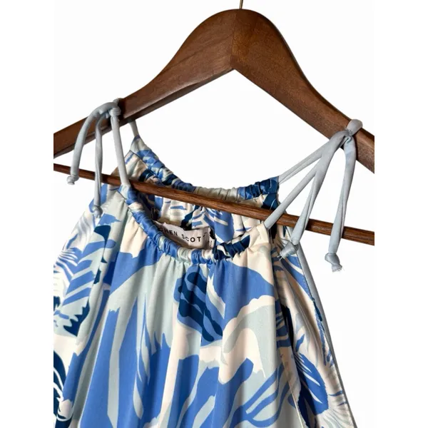 Gretchen Scott Mystic Garden Turquoise Halter Tassel Tie Dress Blue Small - Image 5