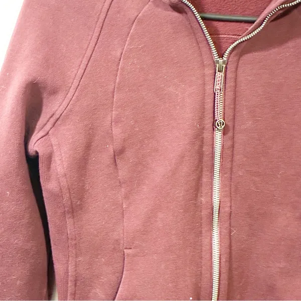 Lululemon Women's Size 6 Scuba Hoodie Light Cotton Fleece Dark Adobe Full Zip - Image 3