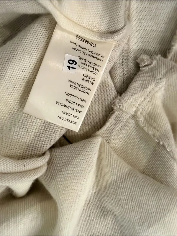 NWOT Free People We The Free Size XS Tan Cream Striped Thermal Knit V Neck Top - Image 7