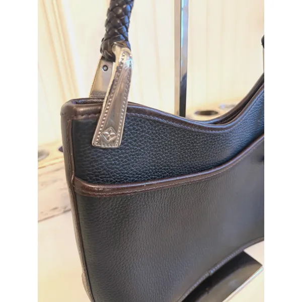 Brighton Shoulder Bag Womens Small Black Leather‎ Braided Strap Heart Charm - Image 3