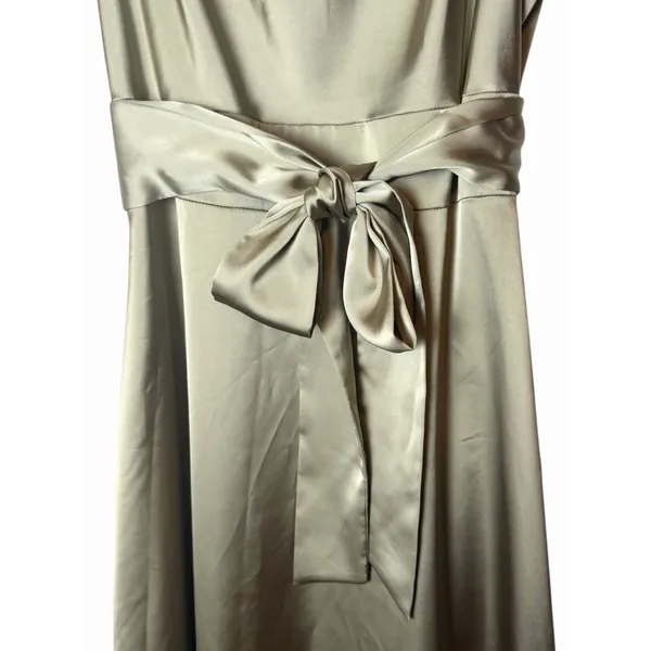 Antonio Melani Kinnon Satin Sage Green Drape Neckline Self Tie Dress 6 - Image 3