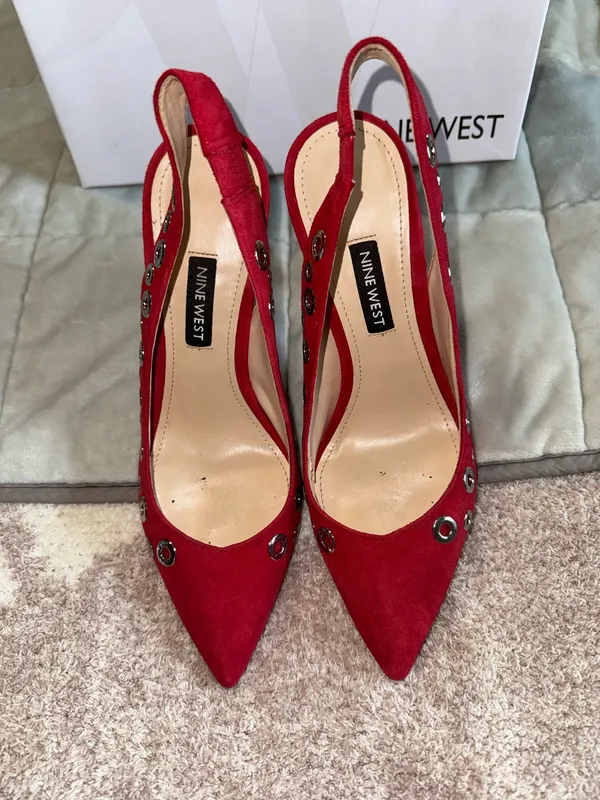 Nine West Suede Heels Red - Image 2