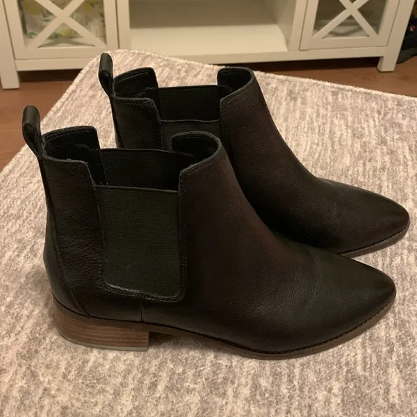 Lucky Brand Podina Leather Chelsea Ankle Boot (Sz 9.5) Black Block Heel - Image 2