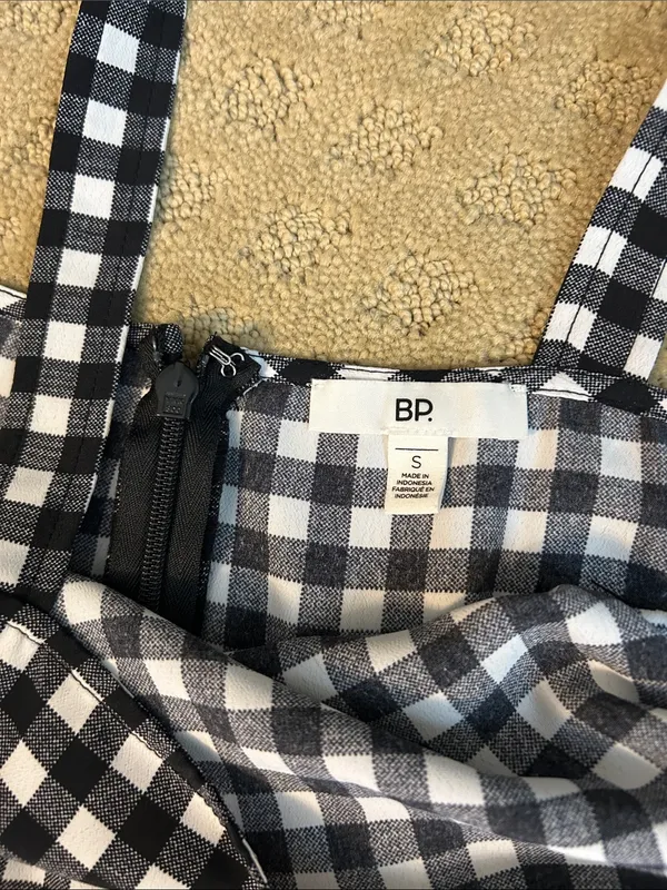 bp Black and White Gingham Square-Neck Mini Dress, Small - Image 7