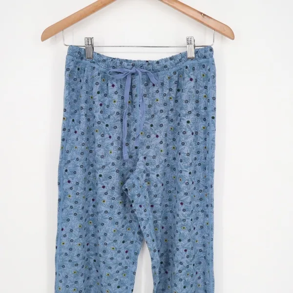 Free People Intimates Pajama Pants Womens W26 Blue Floral Stretch Drawstring - Image 4