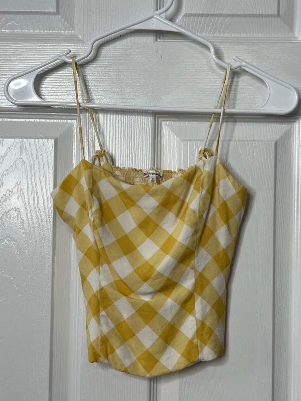 Reformation Meyer Top Yellow Gingham Coquette Cottagecore Picnic Girl Cami Sz 0 - Image 2
